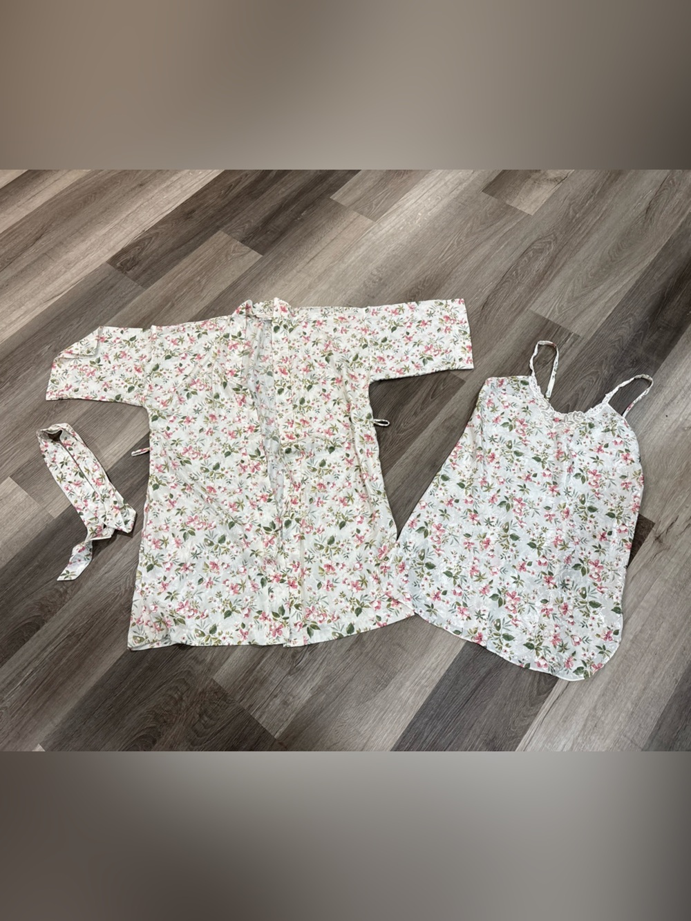 Inner Most Nightgown And Robe Set Women's Medium Vintage Floral Pink- USA Made